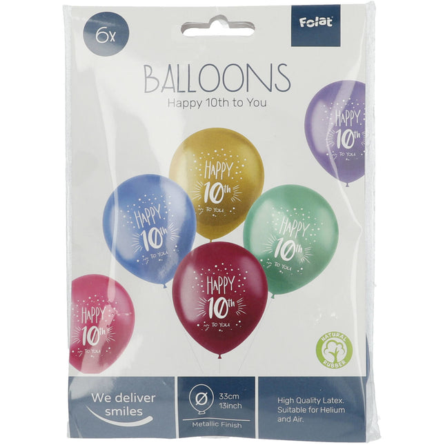 Balony 10 lat Szczęśliwej 10-tki 33cm 6szt.