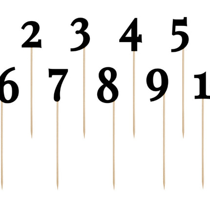 Nakładki na tort Numery stołów Czarne 26cm 11szt