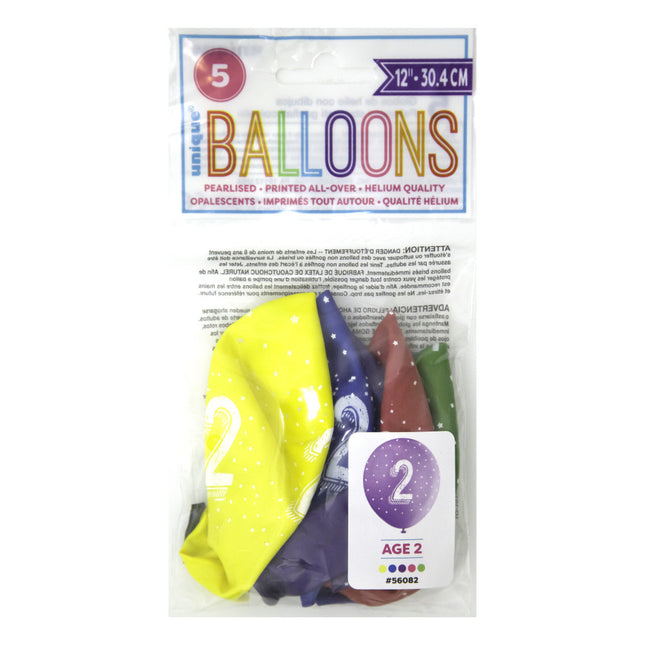 Balony na 2 lata Konfetti 30cm 5szt