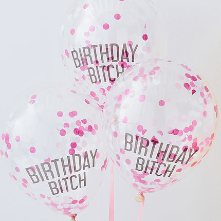 Zestaw różowych balonów Happy Birthday Bitch 2,5 m