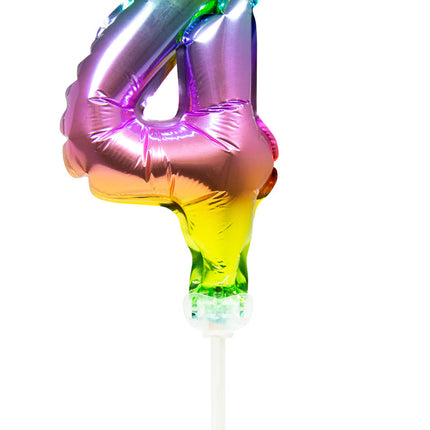 Balon foliowy Figurka 4 Rainbow 13cm z patyczkiem