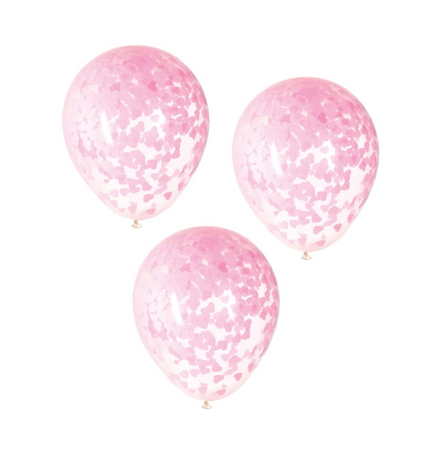 Balony konfetti różowe serce 40cm 5szt