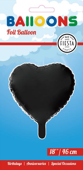 Balon helowy serce czarny 46 cm pusty