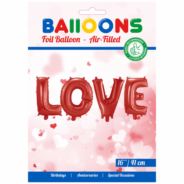 Balony Zestaw Liter Miłość Czerwony 41cm