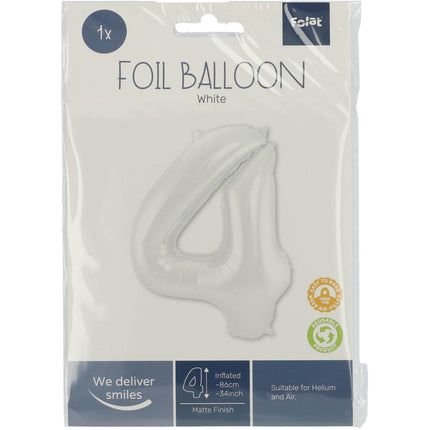 Balon foliowy Figurka 4 Matt White XL 86cm pusty