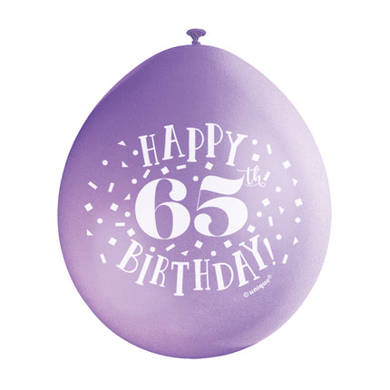 Balony Happy Birthday 65 lat 28cm 10szt