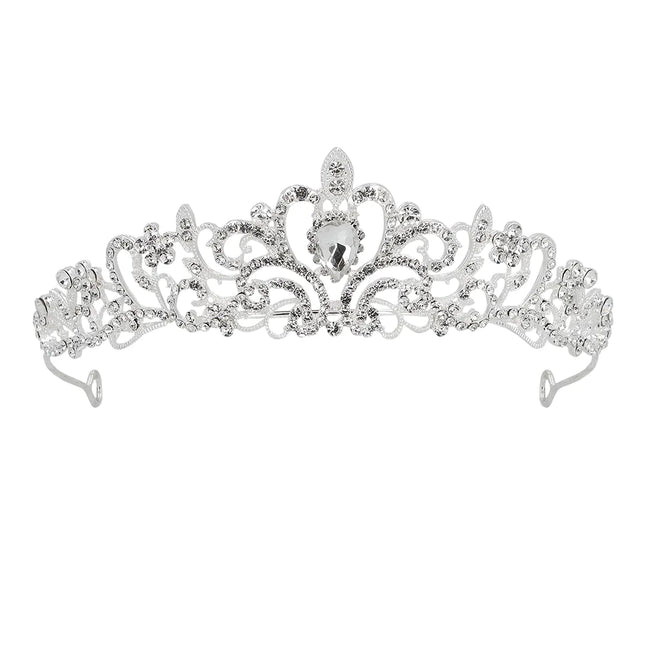 Srebrna metalowa tiara