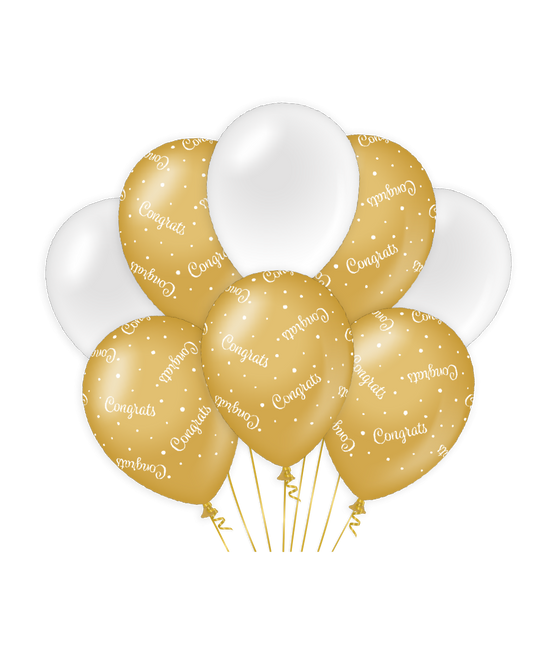 Balony Gratulacyjne Złote Białe 30cm 6szt