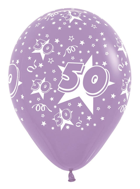 Balony Numer 50 Mix 30cm 25szt