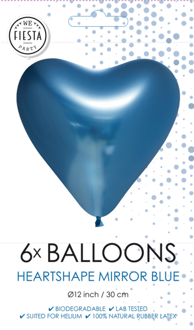 Balony serca niebieskie 30cm 6szt