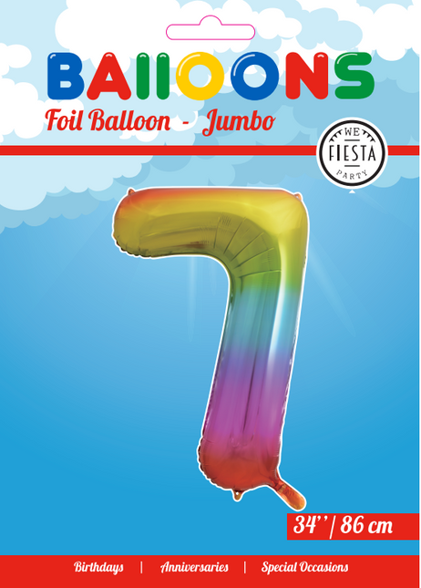Balon foliowy Figurka 7 Rainbow XL 86cm pusty