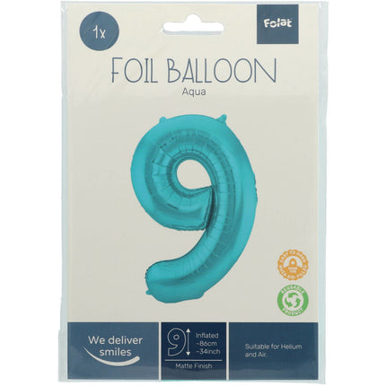 Balon foliowy Figure 9 Pastel Mint Green XL 86cm pusty