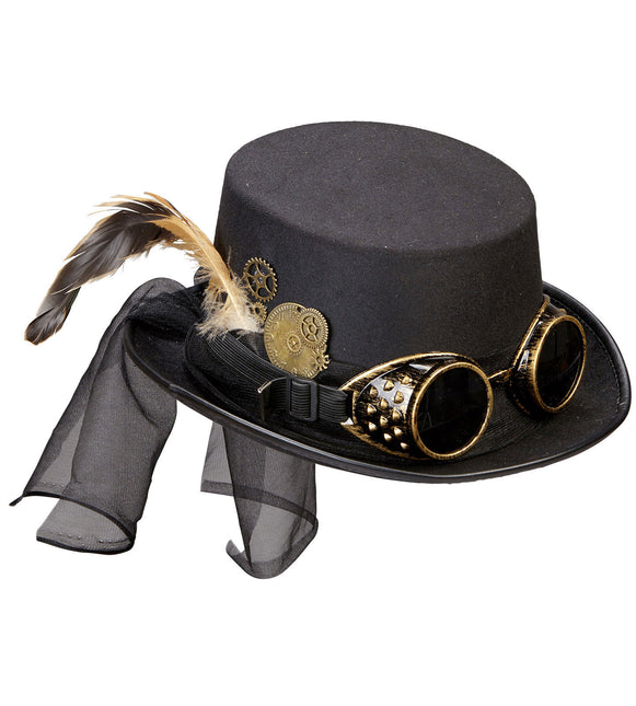 Steampunkowe okulary w kapeluszu