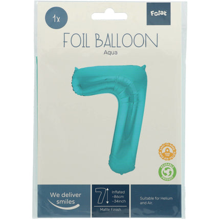 Balon foliowy Figurka 7 Pastel Mint Green XL 86cm Pusty