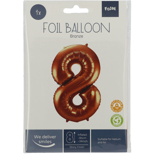 Balon foliowy Figura 8 Brązowy XL 86cm pusty