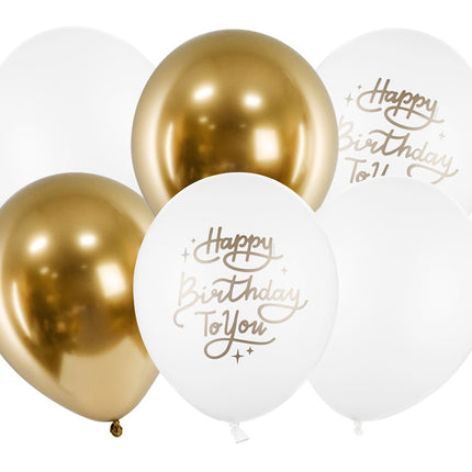 Balony Happy Birthday To You Gold 30cm 6szt