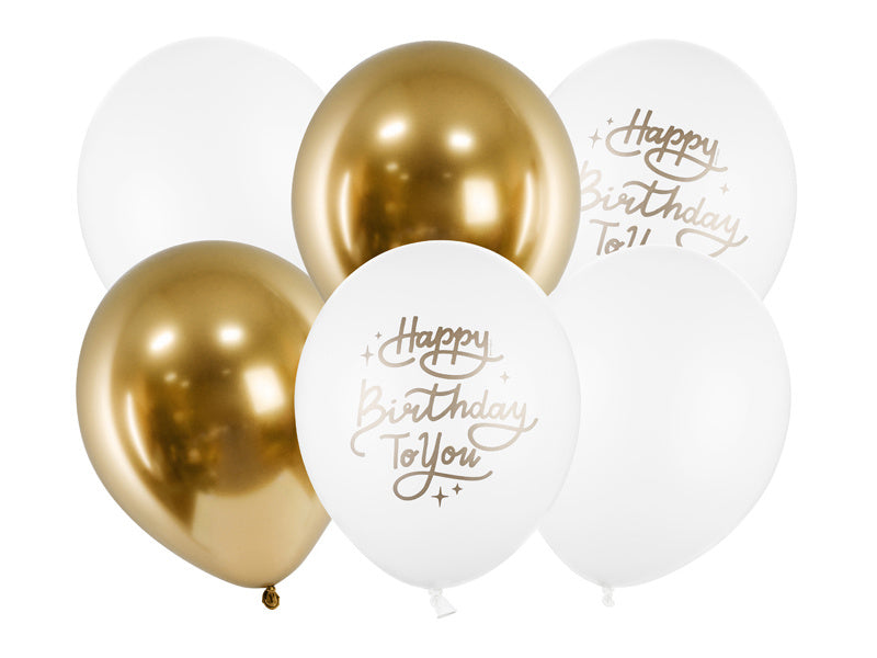 Balony Happy Birthday To You Gold 30cm 6szt