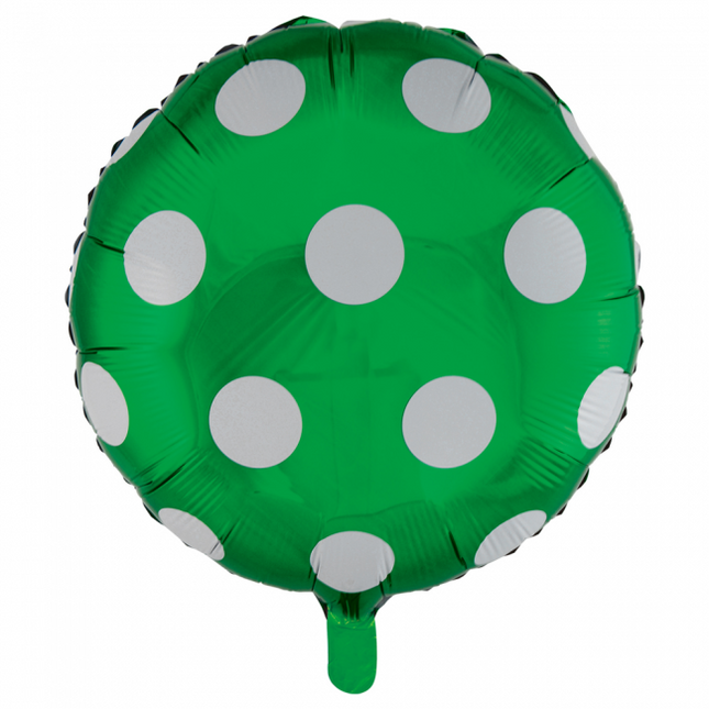 Balon helowy w kropki zielony 45 cm pusty