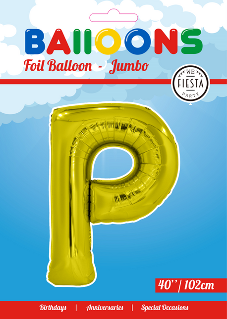 Balon foliowy litera P złoty XL 102cm pusty