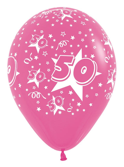 Balony Numer 50 Mix 30cm 25szt