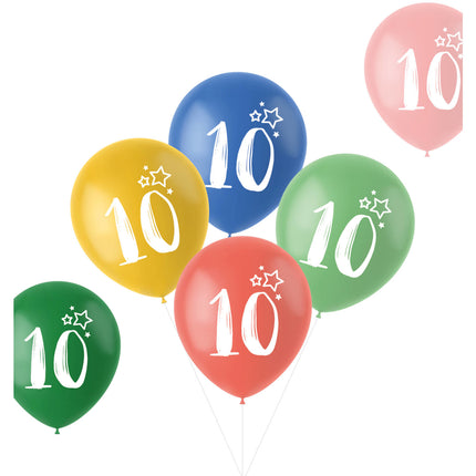 Balony 10 lat kolorowe 33cm 6szt