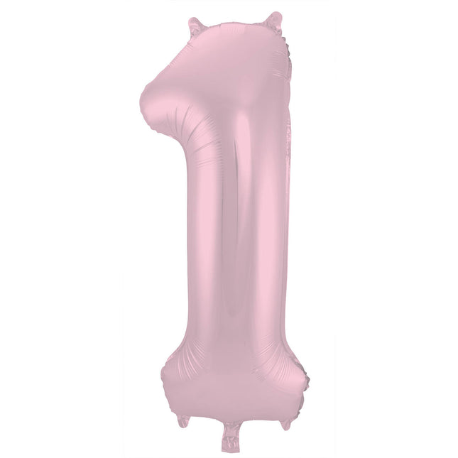 Balon foliowy Figurka 1 Pastel Pink XL 86cm pusty