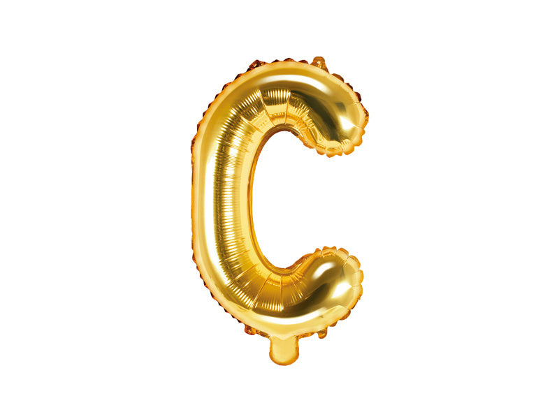 Balon foliowy litera C złoty pusty 35cm