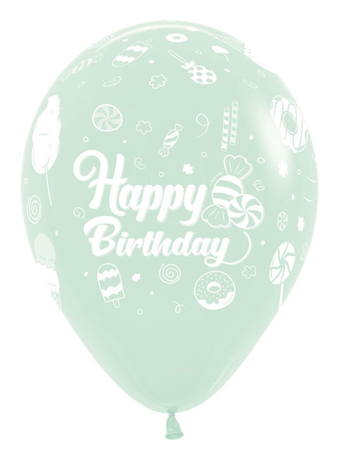 Balony Happy Birthday Sweet Pastel Matte Mix 30cm 25szt