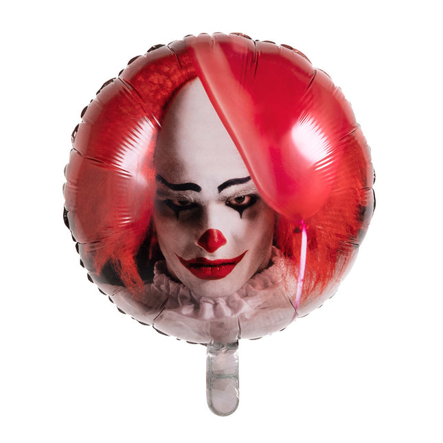 Halloweenowy balon helowy Horror Clown pusty 45 cm