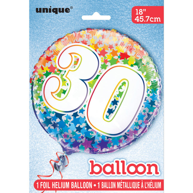 Balon helowy 30 lat Gwiazdy puste