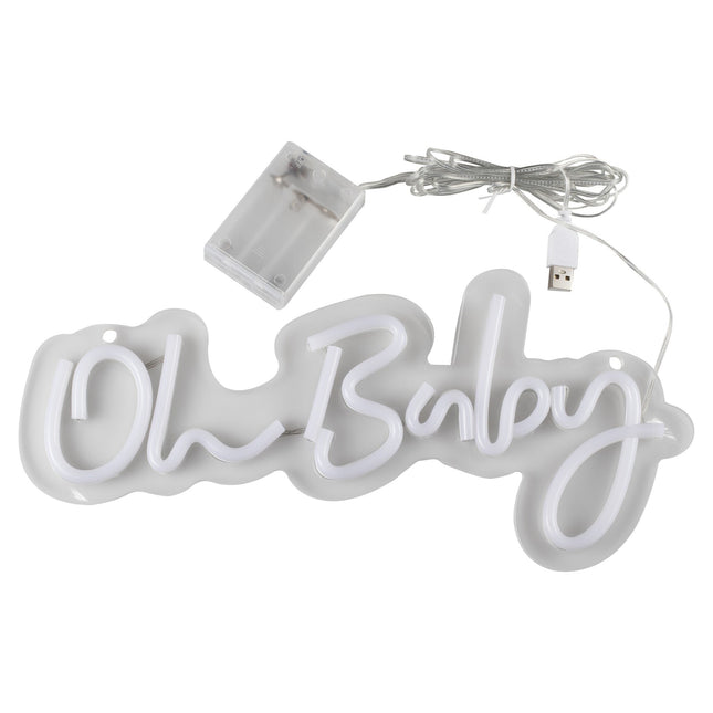 Biała lampa neonowa Oh Baby 34cm