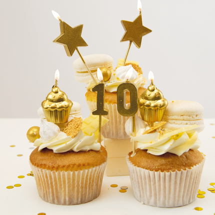 Świeczki 10 Years Cupcake Gold 17,5cm