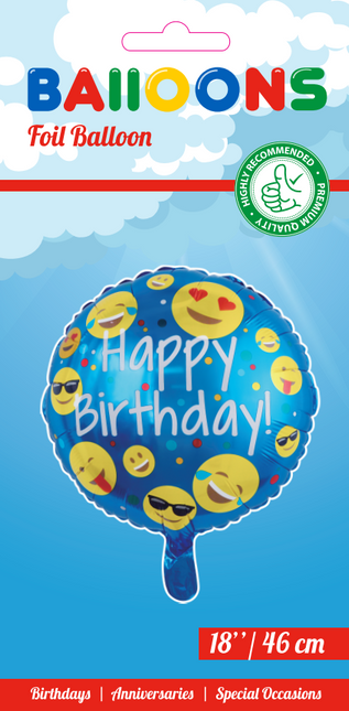 Balon helowy Happy Birthday Emoji 45 cm pusty