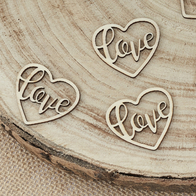 Konfetti stołowe Love Heart Wood 3,5cm 24szt