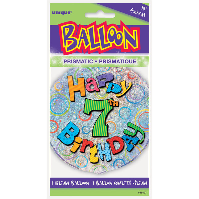 Balon helowy 7 lat Glitter 45 cm pusty