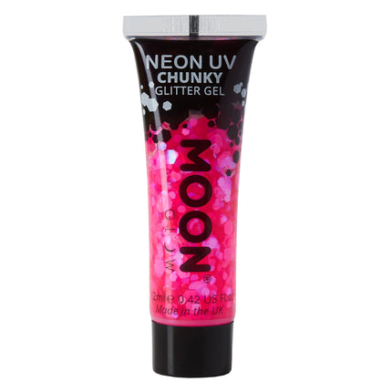 Moon Glow Neon UV Chunky Glitter Gel Magenta 12ml