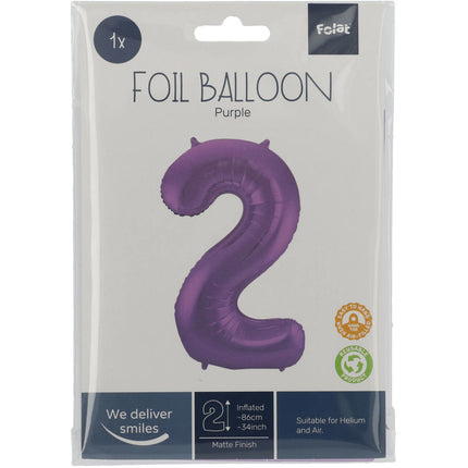 Balon foliowy Figurka 2 Matt Purple XL 86cm pusty