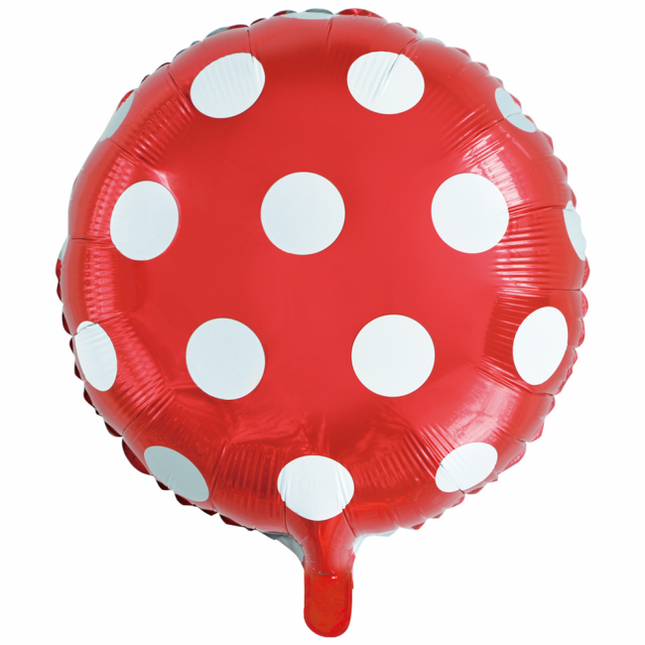 Balon helowy czerwone kropki 45 cm pusty