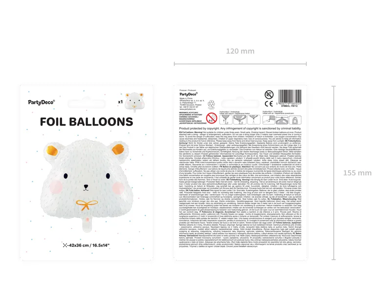 Balon helowy Niedźwiedź polarny pusty 51cm