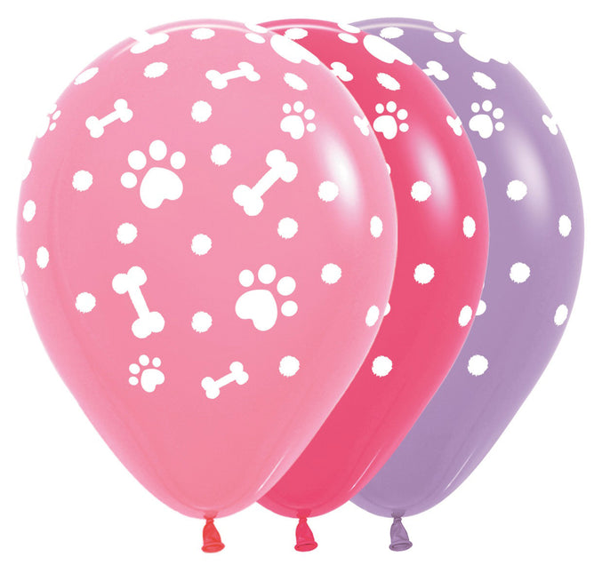 Balony Paw Prints Girl Mix 30cm 25szt