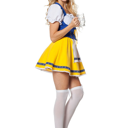 Sukienka Dirndl Oktoberfest żółto-niebieska