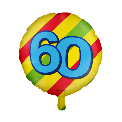 Balon helowy 60 lat kolorowy pusty 46 cm