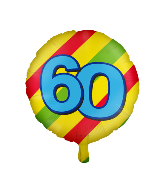 Balon helowy 60 lat kolorowy pusty 46 cm