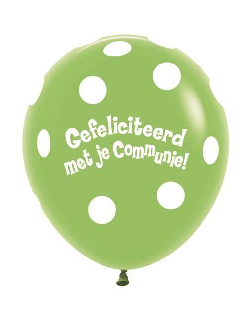 Balony komunijne Polka Dots Lime Green 45cm 25szt