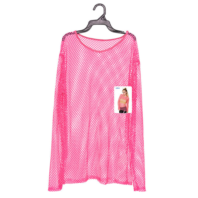 Neonowa różowa koszulka z siateczką M/L