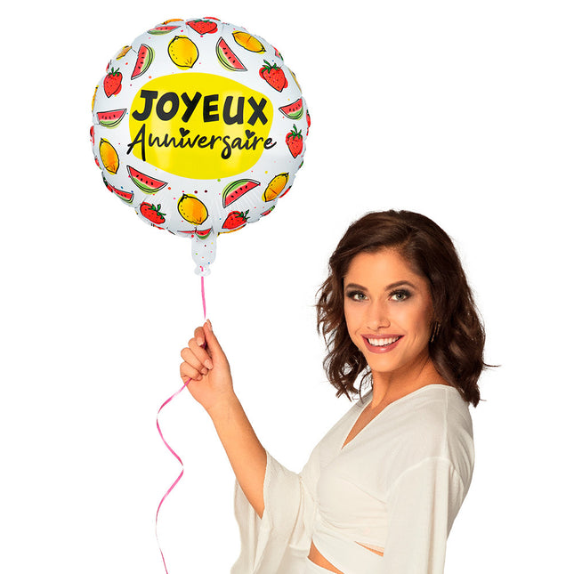 Balon helowy Fruit Joyeux Anniversaire pusty 45cm