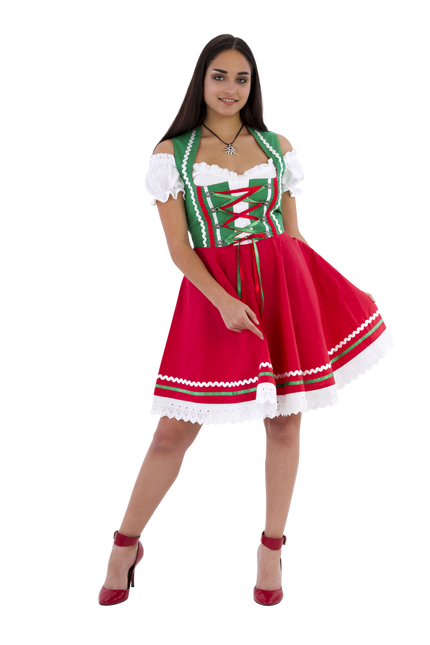 Oktoberfest Dirndl Dress Oktoberfest Red Green Ladies 2 Pieces