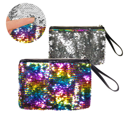 Torebka Glitter Reversible Rainbow Silver 20cm