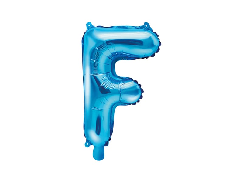 Balon foliowy litera F niebieski pusty 35cm