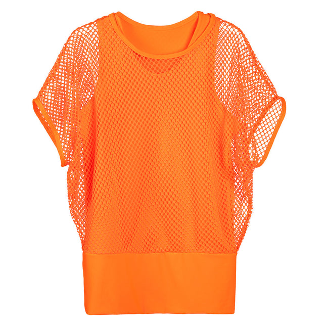 Fishnet Top Ladies Orange M/L